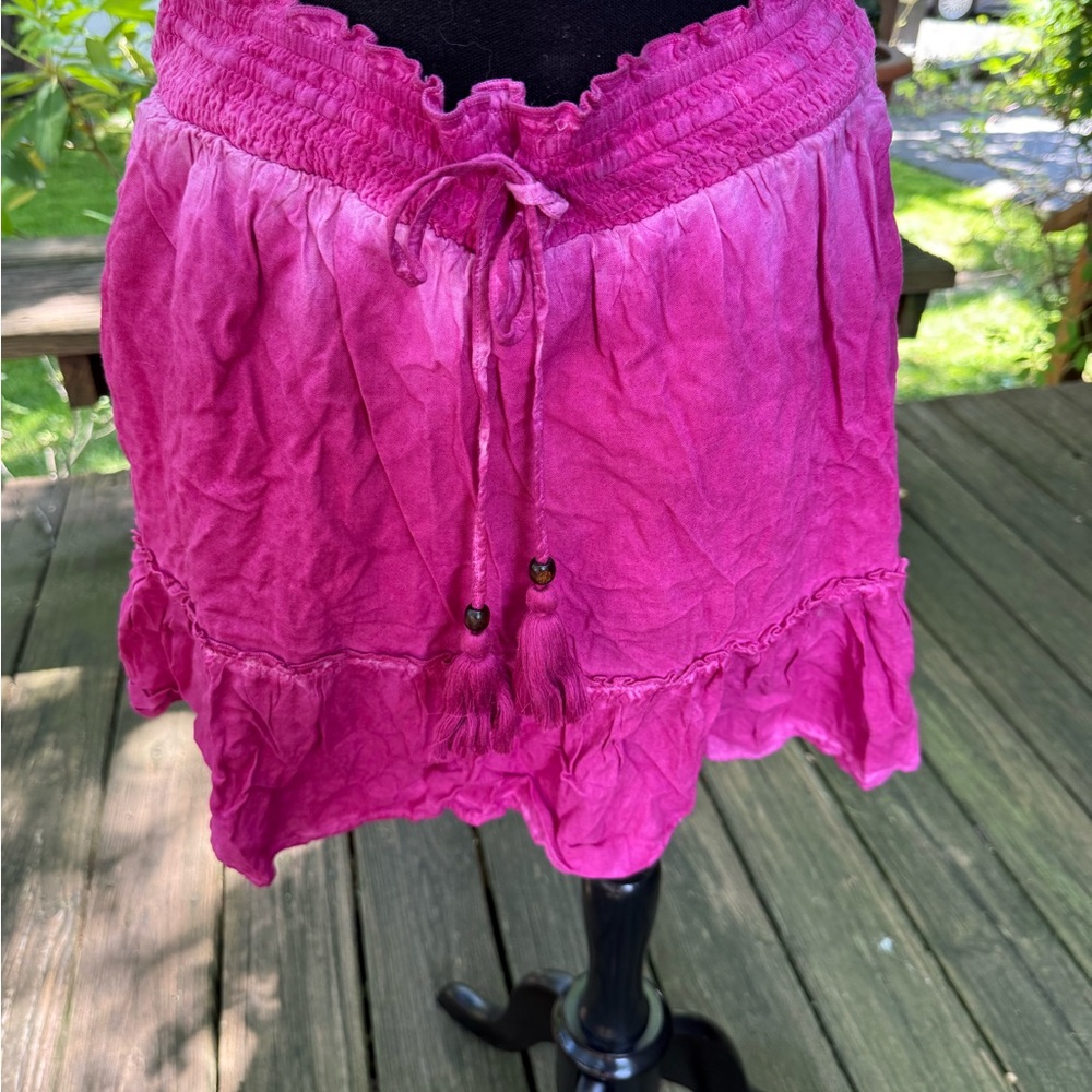 Anthropologie Hot Pink Tiered Mini Skirt or Top
